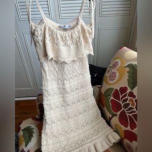 Zara Crocheted Knit Mini Dress with Strappy Sleeves